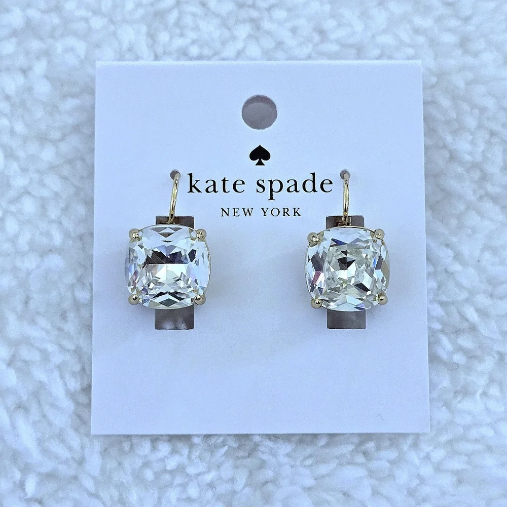 Kate Spade♠️ Clear Faceted Crystal💎 Cushion Earrings - Picture 10 of 16